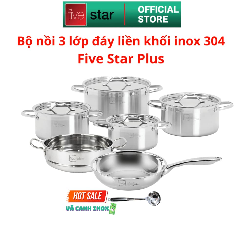 Bộ Nồi Inox 304 Fivestar Plus Nắp Inox 