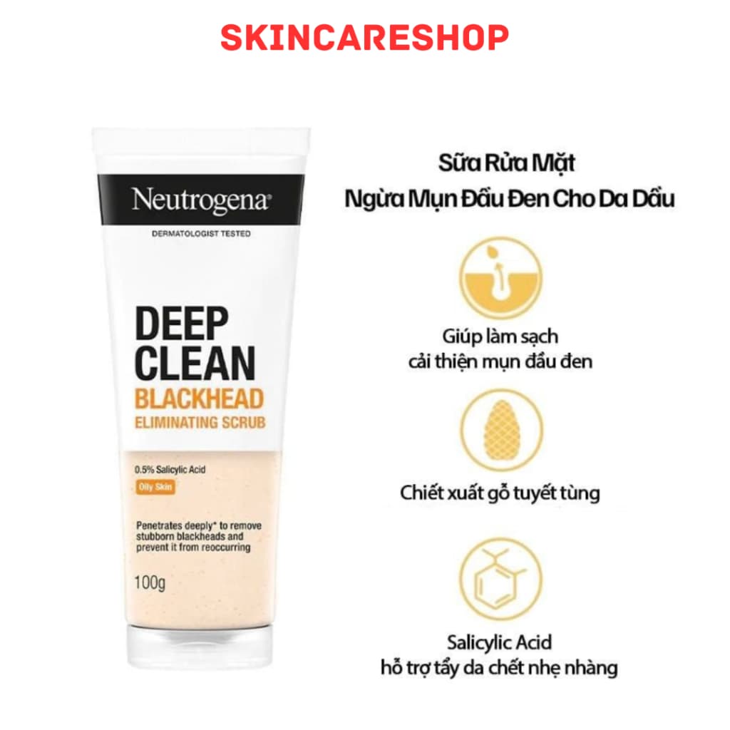 Sữa Rửa Mặt Neutrogena Deep Clean Blackhead Eliminating Daily Scrub 100g