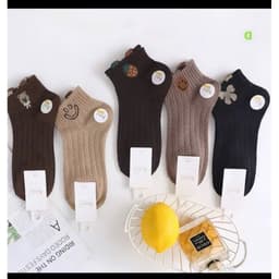 Tất Nữ Cổ Ngắn Chất Cotton Hoạ Tiết Gấu Dâu A88 Set 10,set 5 Đôi Siêu Xinh 3