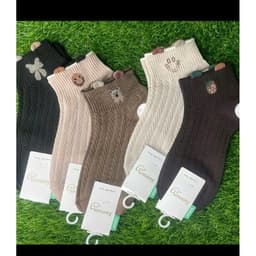 Tất Nữ Cổ Ngắn Chất Cotton Hoạ Tiết Gấu Dâu A88 Set 10,set 5 Đôi Siêu Xinh 5