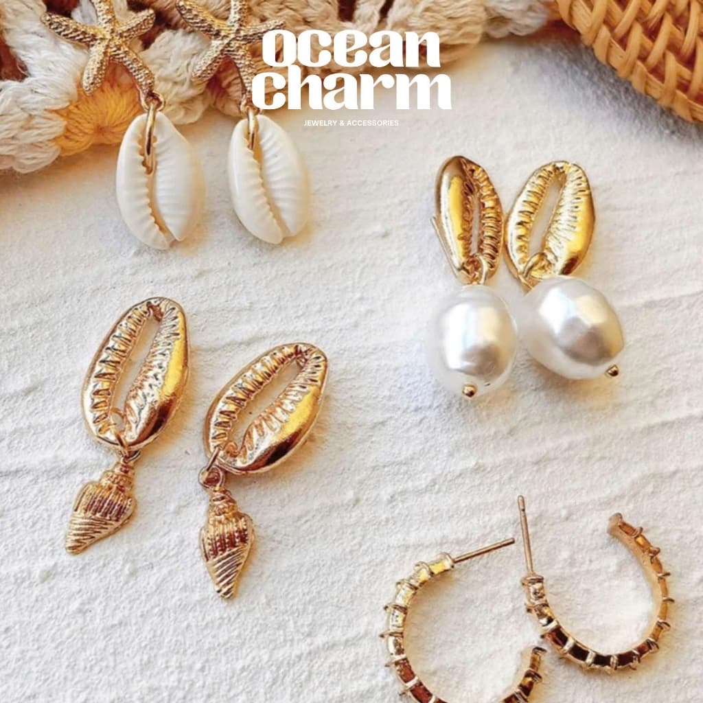 Bông Tai Vỏ Sò Tự Nhiên Phong Cách Biển - Quà Tặng Vibe Ocean Charm, Khuyên Tai Cá Tính Du Lịch, Thanh Lịch
