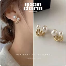 Bông Tai/Khuyên Tai Nữ Ngọc Trai Nhân Tạo Dáng Xoắn Thanh Lịch Hàn Quốc - Quà Tặng Vibe Ocean Charm, Đi Tiệc 1