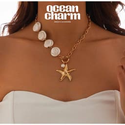 Vòng Cổ Ngôi Sao Phong Cách Retro Vintage - Quà Tặng Vibe Ocean Charm, Có Sẵn, Phong Cách Hàn Quốc, Thanh Lịch 1