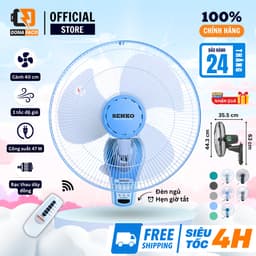 Quạt treo tường điều khiển từ xa Senko TR1683 có remote, hẹn giờ tắt chính hãng bảo hành 24 tháng 1