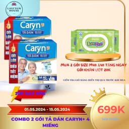 (COMBO 2GÓI )Tã Dán Caryn Siêu Thấm Hút,Size M40/ L40/XL20 Miếng,Chống tràn,mềm mại,dùng ngày và đêm 2