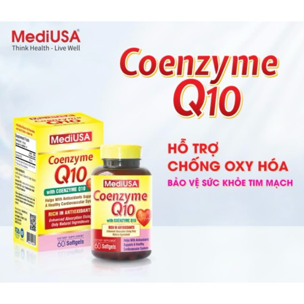 MediUSA COENZYME Q10 SẢN PHẨM CHỐNG OXY HÓA, HỖ TRỢ SỨC KHỎE TIM MẠCH, HỖ TRỢ NGĂN NGỪA BỆNH TIM MẠCH