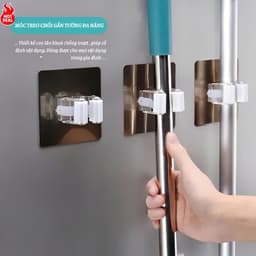 Móc Dán Tường Treo Đồ, Móc Kẹp Chổi Dán Tường Treo Cây Lau Nhà Đa Năng 1