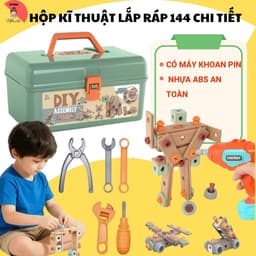 Hộp Kỹ Thuật 144 Chi Tiết Cho Bé – Bộ Đồ Chơi Lắp Ráp DIY Có Máy Khoan Pin, Phát Triển Tư Duy Sáng Tạo Cho Trẻ 3+ 9