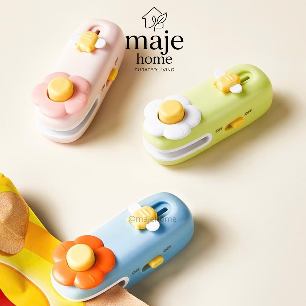 Máy hàn miệng túi mini cầm tay kèm dao nhỏ. Máy ép nhiệt niêm phong túi nilon, bảo quản thực phẩm tiện lợi - Majehome