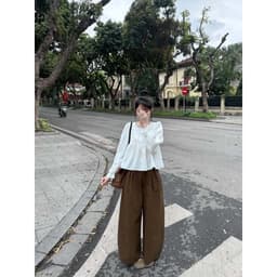 QUẦN NỮ CẠP CHUN ỐNG RỘNG CHẤT KAKI THUN HÈ KÈM DÂY RÚT SANG CHẢNH HÀNG 368 6