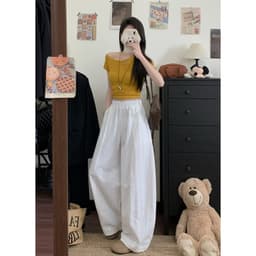 QUẦN NỮ CẠP CHUN ỐNG RỘNG CHẤT KAKI THUN HÈ KÈM DÂY RÚT SANG CHẢNH HÀNG 368 7
