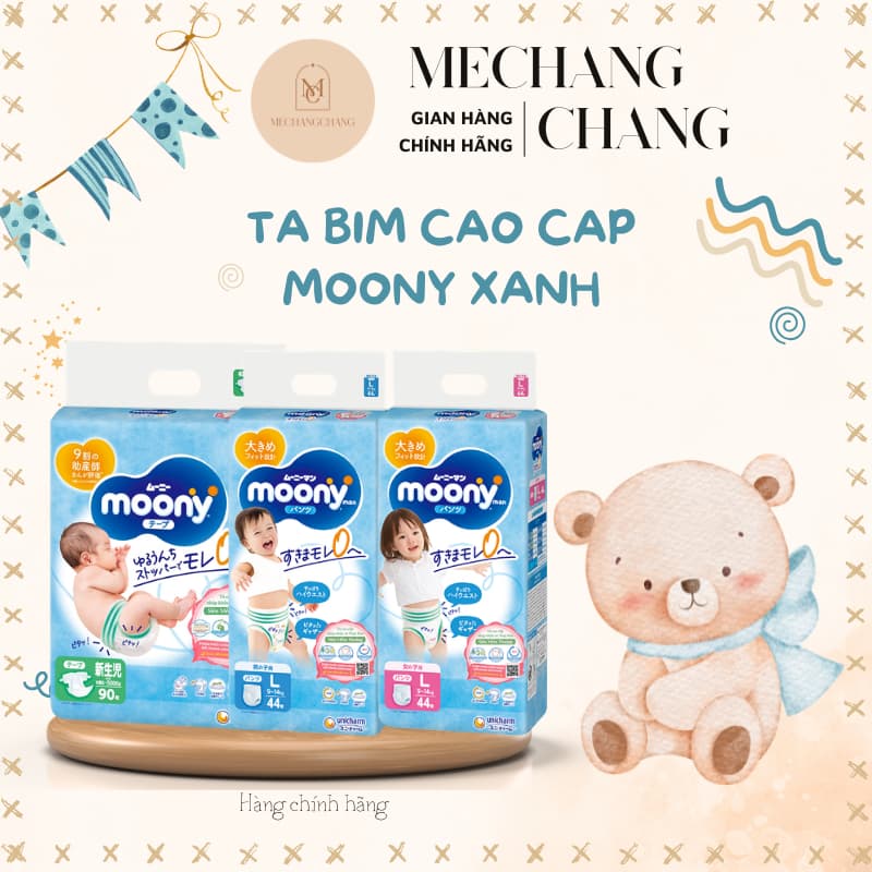 [GIÁ TỐT - HÀNG CHÍNH HÃNG] Tã bỉm cao cấp Moony xanh tiêu chuẩn đủ size cho bé