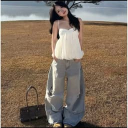 Áo 2 Dây Babydoll Voan Trắng Phồng Nhẹ Cúp Ngực Dáng Xòe Nữ Tính Mặc Đi Biển/Đi Chơi Siêu Xinh 2