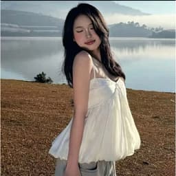 Áo 2 Dây Babydoll Voan Trắng Phồng Nhẹ Cúp Ngực Dáng Xòe Nữ Tính Mặc Đi Biển/Đi Chơi Siêu Xinh 3