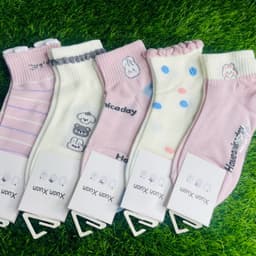 Tất Nữ Cổ Ngắn Chất Cotton Mềm Mại Êm Chân Hoạ Tiết Gấu Hồng Chấm Bi  Mix Đồ Cực Xinh 2