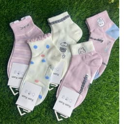 Tất Nữ Cổ Ngắn Chất Cotton Mềm Mại Êm Chân Hoạ Tiết Gấu Hồng Chấm Bi  Mix Đồ Cực Xinh 3