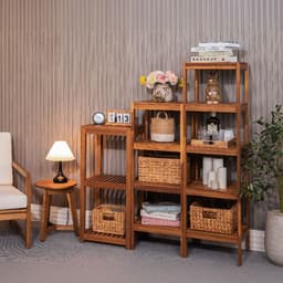 Kệ Góc Tường Gỗ Tràm 4&5 Tầng - Kệ Đa Năng Decor Phòng Khách Nhà Tắm, Để Cây Cảnh, Sách Decor 1