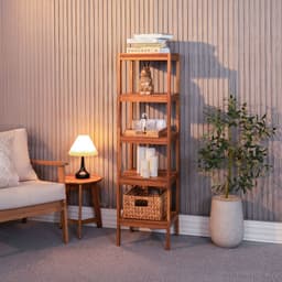 Kệ Góc Tường Gỗ Tràm 4&5 Tầng - Kệ Đa Năng Decor Phòng Khách Nhà Tắm, Để Cây Cảnh, Sách Decor 9