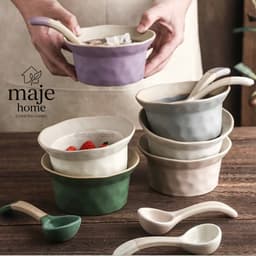 Bát gốm sứ màu pastel kèm thìa cao cấp. Tô ăn mì, tráng miệng phong cách Hàn Quốc decor bếp xinh - Majehome 1