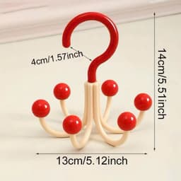 Flow(MÓC 6 CHẤU ĐỎ BI )Móc treo quần áo gia đình, 360 đa chức năng di động Móc Xoay, Tiết Kiệm Không Gian Di Động 4