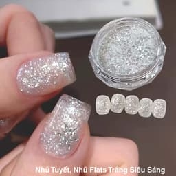 Nhũ Tuyết nhung, Nhũ Tuyết Flats trắng siêu sáng trang trí Nail - Hoangquy.233 4