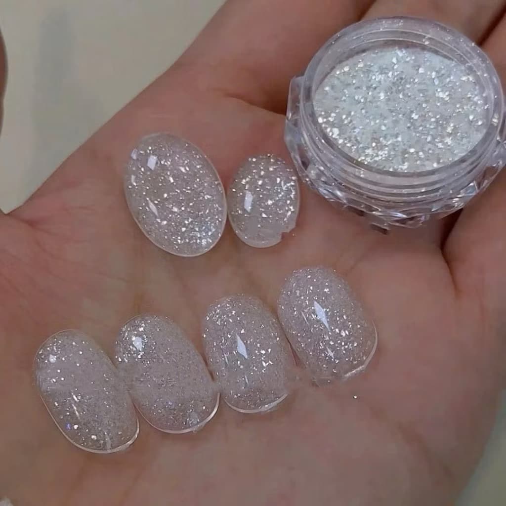 Nhũ Tuyết nhung, Nhũ Tuyết Flats trắng siêu sáng trang trí Nail - Hoangquy.233