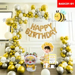 Set Bóng Trang Trí Sinh Nhật Mã Basic - Combo Decor Thôi Nôi Tiết Kiệm Linh Hoạt Không Cần Khung 4