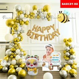 Set Bóng Trang Trí Sinh Nhật Mã Basic - Combo Decor Thôi Nôi Tiết Kiệm Linh Hoạt Không Cần Khung 5