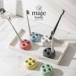 Giá để bàn chải đánh răng bằng gốm 4 ngăn cao cấp. Kệ đựng bàn chải thiết kế tối giản decor phòng tắm - Majehome 1