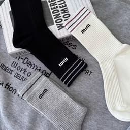 [COMBO 5-10 ĐÔI] Tất cotton thời trang dành cho nữ màu đen trắng xám sọc dễ thương thiết kế đơn giản (Tv) 8