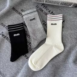 [COMBO 5-10 ĐÔI] Tất cotton thời trang dành cho nữ màu đen trắng xám sọc dễ thương thiết kế đơn giản (Tv) 2