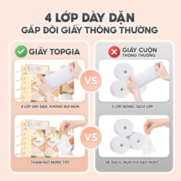 Khăn giấy vệ sinh treo tường Tiểu Hạ TopGia 1000 tờ làm từ bột gỗ thiên nhiên, an toàn, 6 bịch hoặc 10 bịch 2