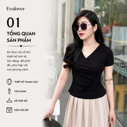 Áo thun nữ che bụng dáng ôm nhẹ – cổ tim nhún eo co giãn 4 chiều Evalover 2