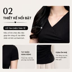 Áo thun nữ che bụng dáng ôm nhẹ – cổ tim nhún eo co giãn 4 chiều Evalover 3