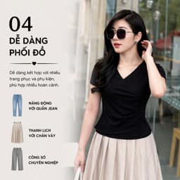 Áo thun nữ che bụng dáng ôm nhẹ – cổ tim nhún eo co giãn 4 chiều Evalover 5