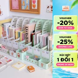 [Tặng Sticker] Giá Để Tài Liệu,  4 Ngăn, 2 tầng. Kệ Nhựa Đựng Sách Decor Bàn Học. Đựng bút 2