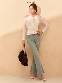 Quần Jean KAYLIN ống loe form ôm chất vải Denim phong cách N2276 8