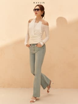 Quần Jean KAYLIN ống loe form ôm chất vải Denim phong cách N2276 6