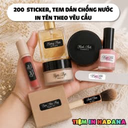 200 Sticker In Tên Theo Yêu Cầu Mẫu MAKEUP NAILS Decal Nhựa Chống Nước TIỆM IN HADANA 1