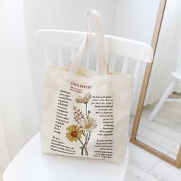 Túi vải đeo vai họa tiết hoa xinh xắn - túi tote canvas có khóa kéo thời trang dễ thương tota0313 8