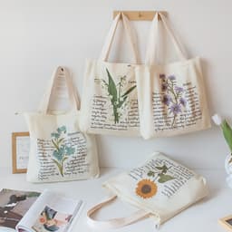 Túi vải đeo vai họa tiết hoa xinh xắn - túi tote canvas có khóa kéo thời trang dễ thương tota0313 1
