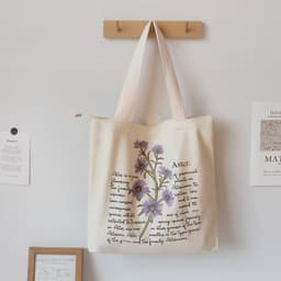 Túi vải đeo vai họa tiết hoa xinh xắn - túi tote canvas có khóa kéo thời trang dễ thương tota0313 2