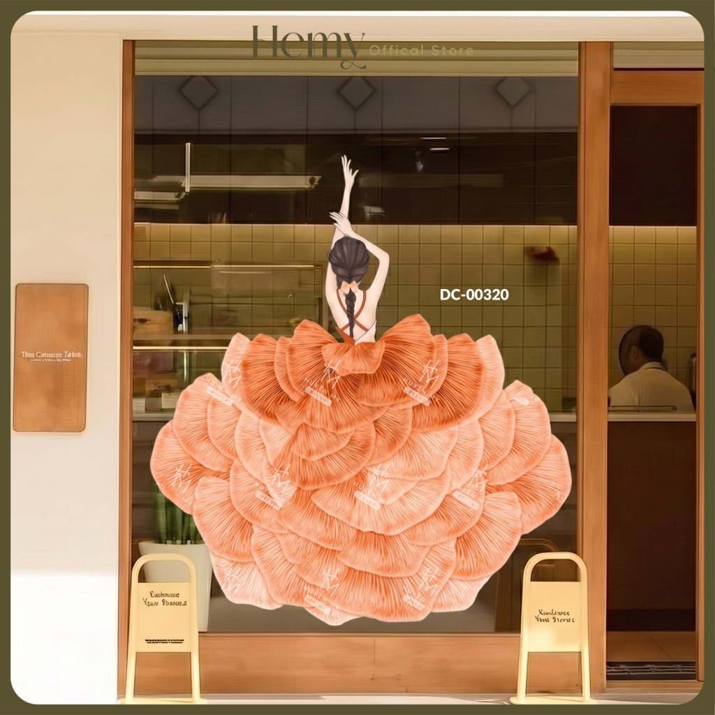 Decal Dán Kính Họa Tiết Cô Gái  Xinh Xắn , Đáng Yêu , Trang Trí Nhà Cửa, Cửa Kính, Quán Cafe, Cửa Hàng – HeMy Decor