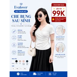 Áo thun nữ che bụng sau sinh cổ tim dáng ôm nhẹ nhún eo Evalover 1