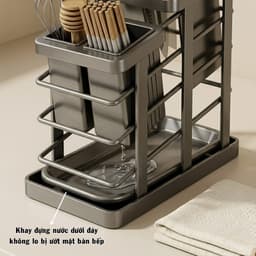 (SẴN) Giá Đựng Dao Thép Carbon Chống Gỉ ECO, Kệ Cài Dao Đũa Nhà Bếp Đa Năng Có Khay Hứng Nước 9