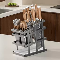 Giá Cài Dao Thép Carbon Chống Gỉ Cao Cấp, Giá Đựng Dao Kéo Đa Năng, Có Khay Hứng Nước Tiện Lợi 9