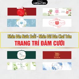 [Sét 10 chiếc] [Nhãn Chai Nước Suối - Nhãn Dài ] Dán nước Suối Trang Trí Đám Cưới, Đám Hỏi 1