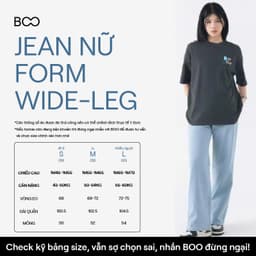 Quần Jeans Nữ BOO Dáng Wide-leg Thêu Logo Essential Chất Liệu Cao Cấp 9