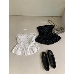 𝑨𝒏𝒏 𝑺𝒕𝒖𝒅𝒊𝒐  [SẴN]  𝐖𝐆𝐖𝐄/ Áo Quây Cúp Ngực Chấm Bi Chân Bí Xòe WG.WE 9045 Có Chun Sau Ôm Dáng 8