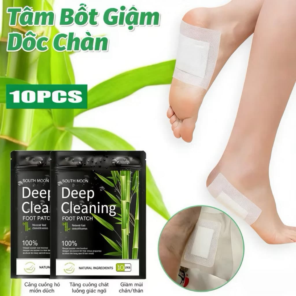 Miếng Dán Chân Ngải Cứu Nhật Bản Deep Cleaning Foot Patch 10 Miếng Thư Giãn Bàn Chân, Hỗ Trợ Giảm Mùi Hôi
